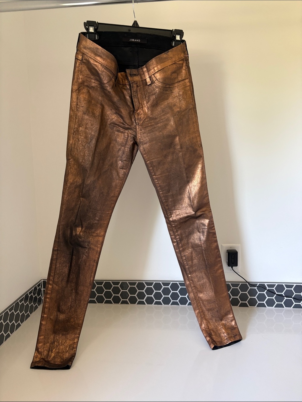 J Brand Metallic Copper Skinny Jeans